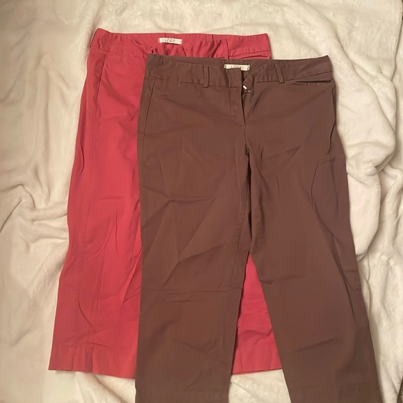 LOFT Pants - Loft, 2 pair cropped dress pants, brown and coral, size 12